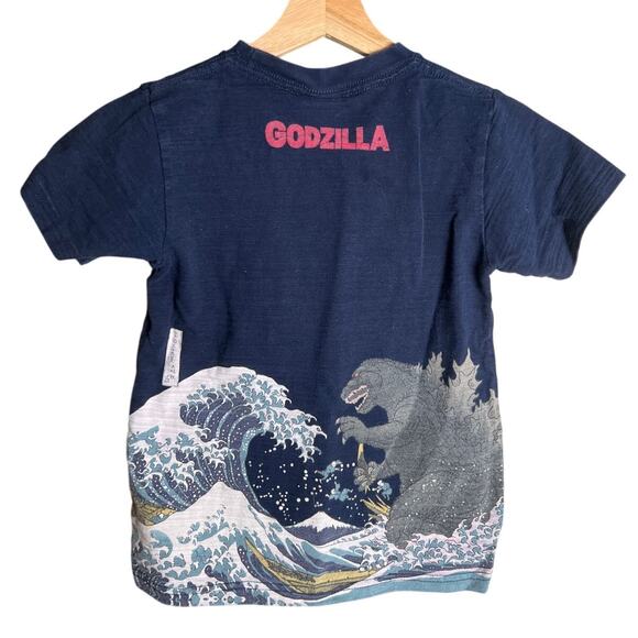 Godzilla Toho Toddler Ukiyoe Wave Shirt Size 130 100% Cotton - Picture 2 of 6